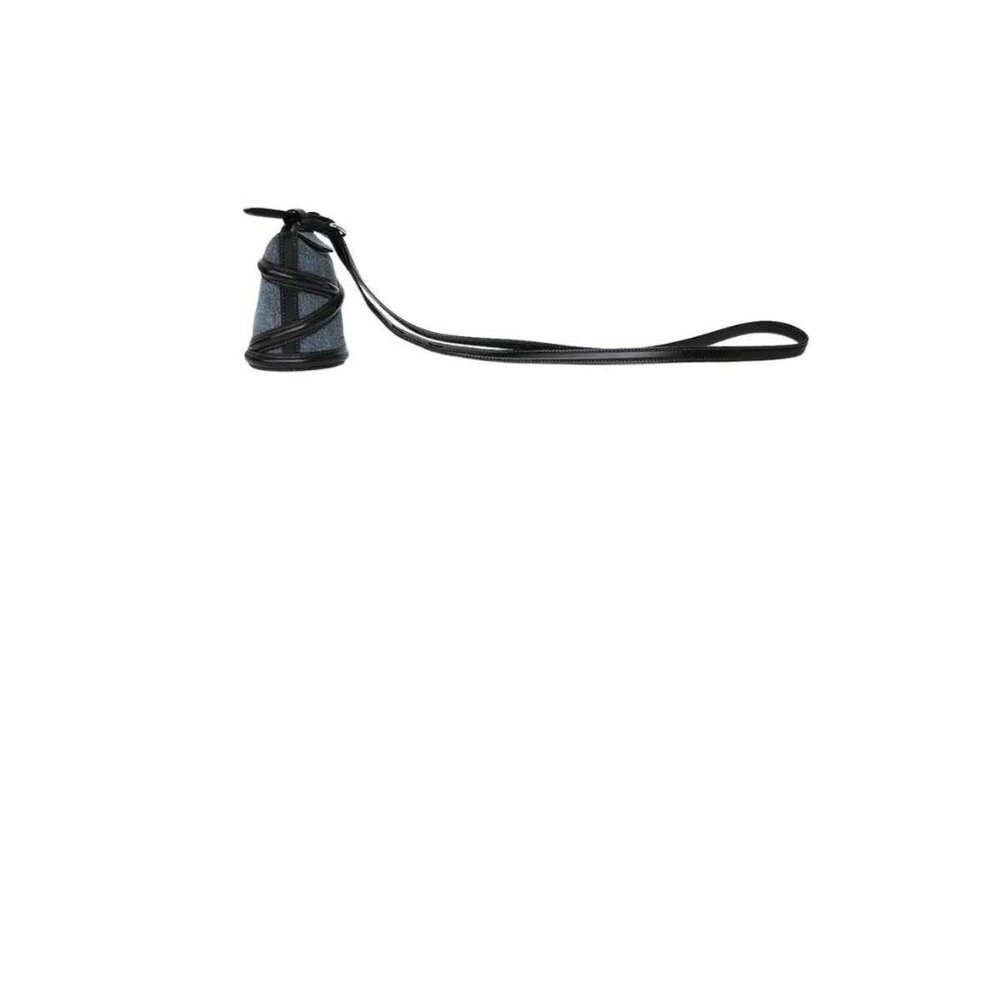 ALEXANDWR McQUEEN: The Curve Small Denim And Leather Bucket Bag - Picture 5 of 7